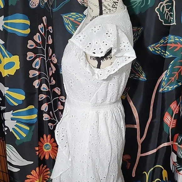 Japna White Eyelet Wrap Midi Dress - Picture 3 of 14